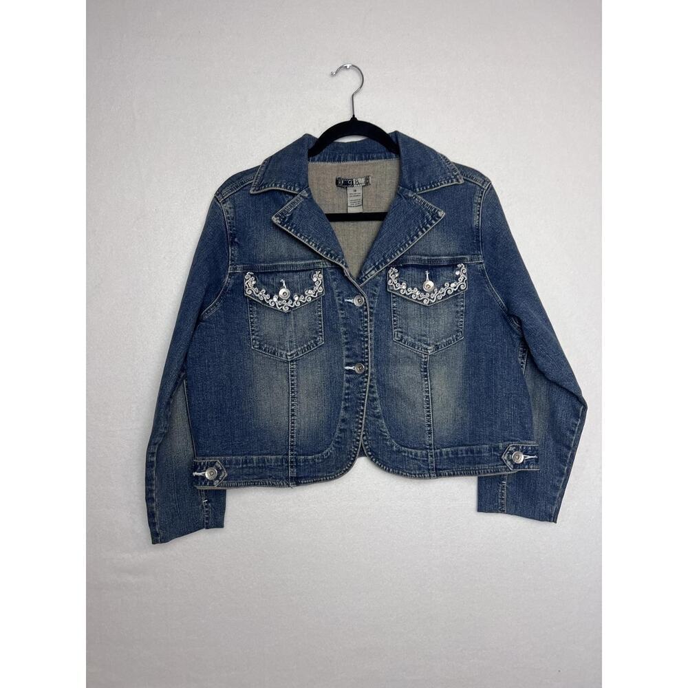 9.8 Women's Denim Long Sleeve Jean Jacket with Decorative Pockets Size 18